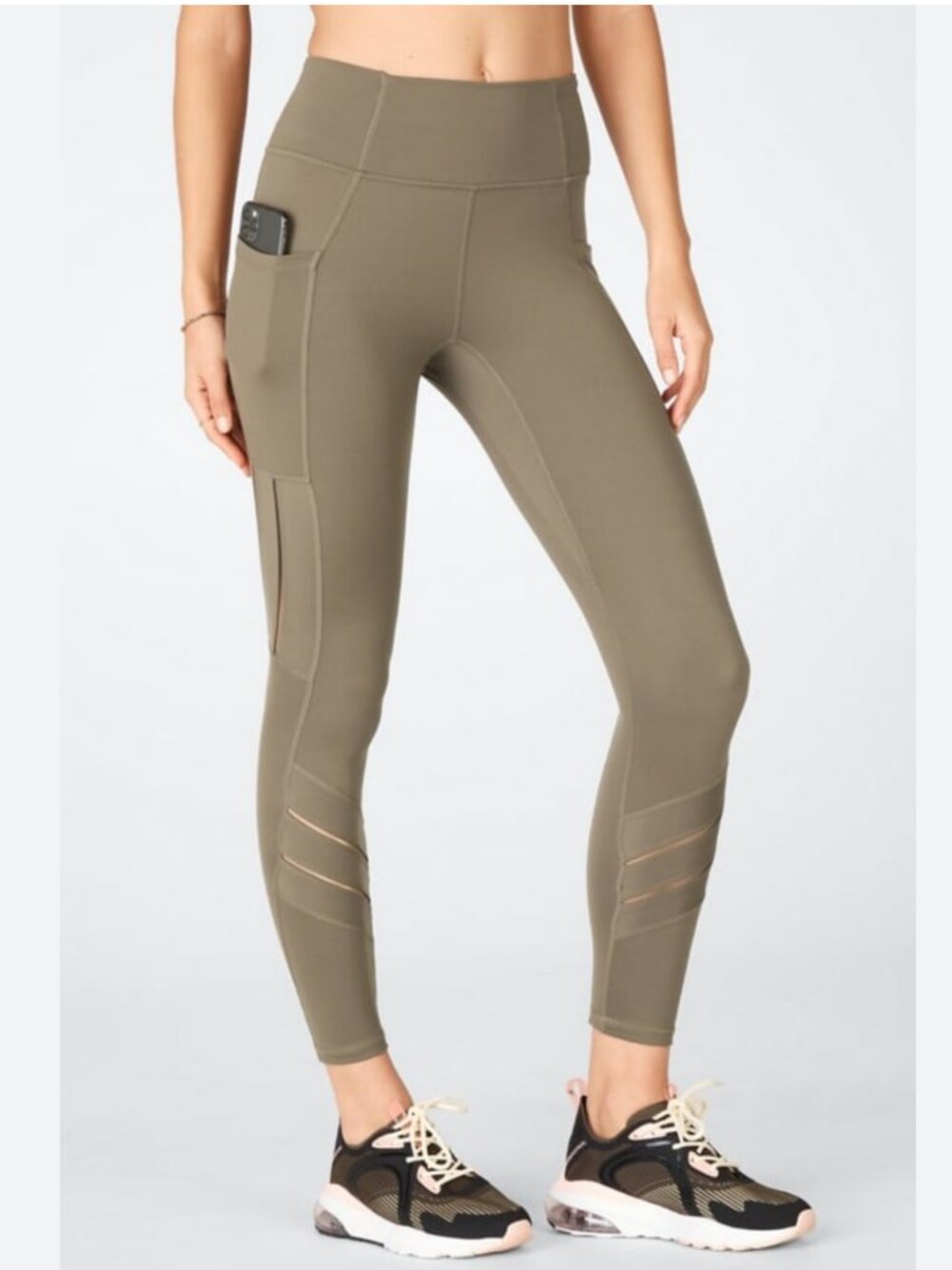 Fabletics Anywhere High-Waisted Moto 7/8 Leggings in Grizzly, Size M